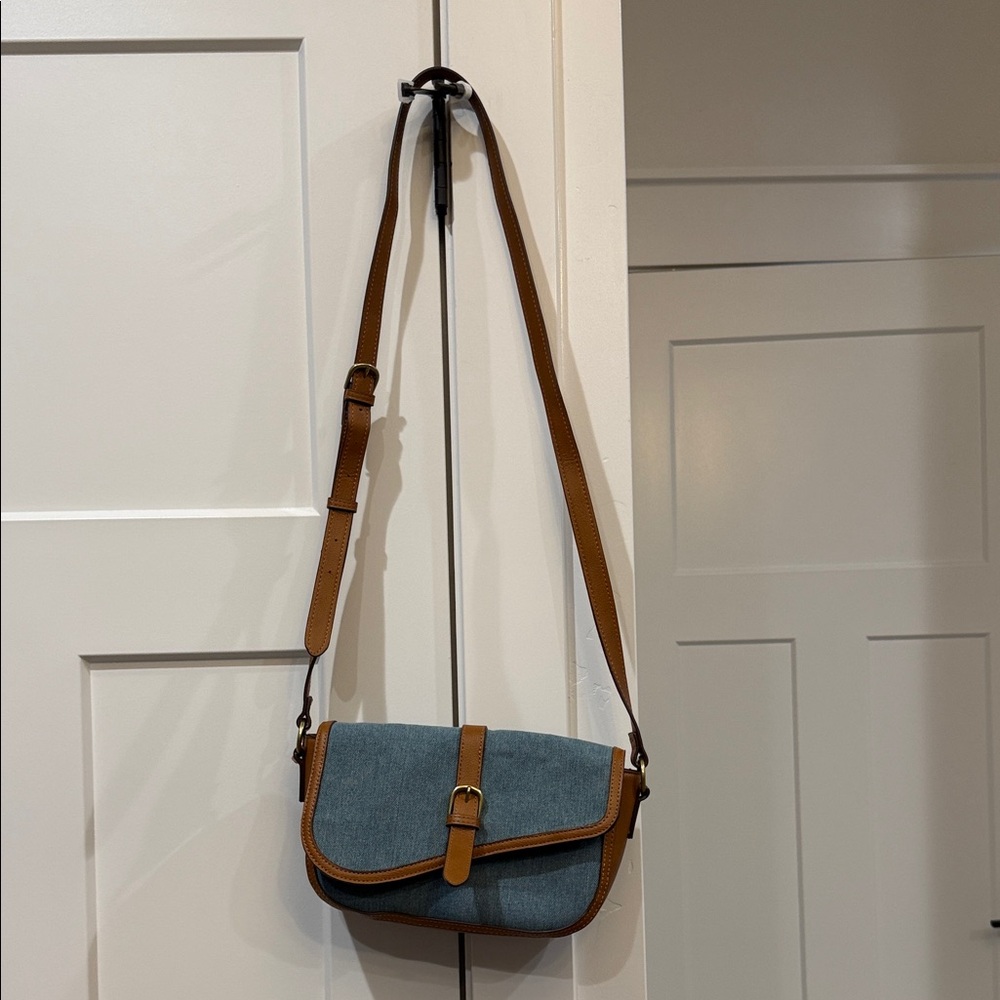 Lucky Brand Blue and Tan Crossbody Bag